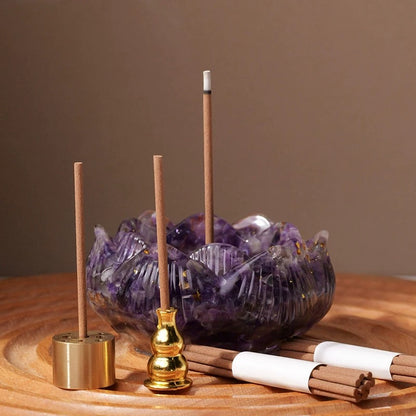 Crystal Lotus Incense Holder Set