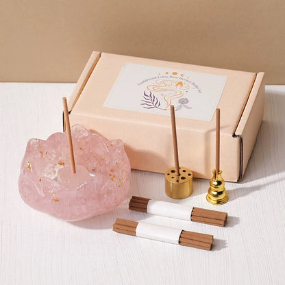 Crystal Lotus Incense Holder Set